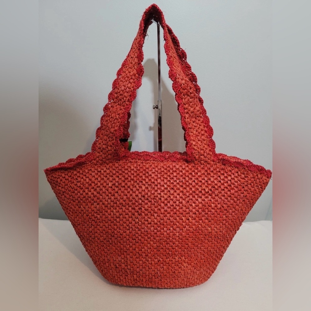 Kate Spade Raffia Bow Tote Bag Red NWT - Picture 4 of 15